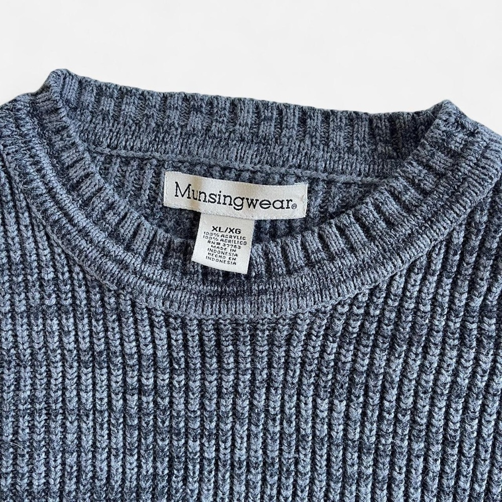 Munsingwear Men’s Grey Blend Acrylic Knit Cozy Grandpa Sweater XL - Picture 3 of 5